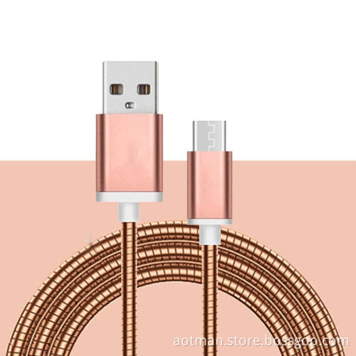 usb data cable stainless steel wire phone cable charger usb cable bulk for sale